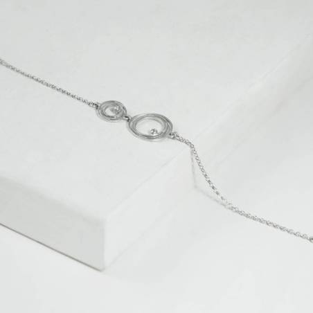 Rhodium silver and two diamonds bracelet LIA