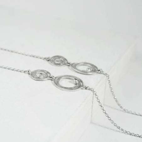 Rhodium silver and two natural diamonds bracelet