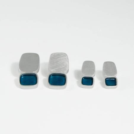 Pendientes mujer grandes de plata y esmalte azul. Pendientes originales.