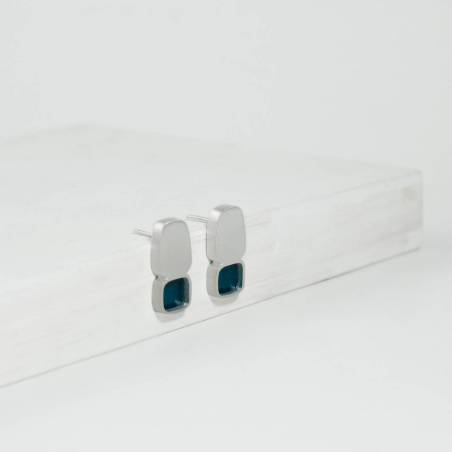 Arracades dona de plata i esmalt blau. Arracades mitjanes per regalar.