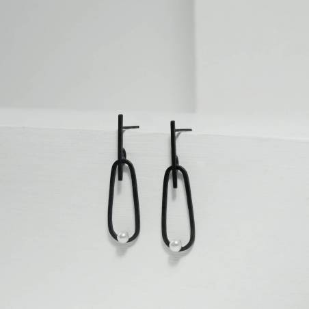 Pendientes plata largos con perla RITA