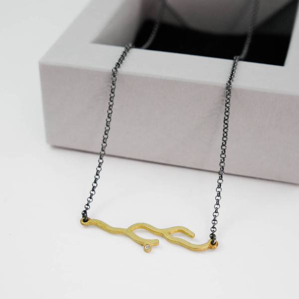 18 Kts gold and silver necklace with diamond ANNABEL LEE