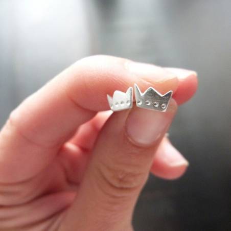 Pendientes coronas REY plata Pendientes