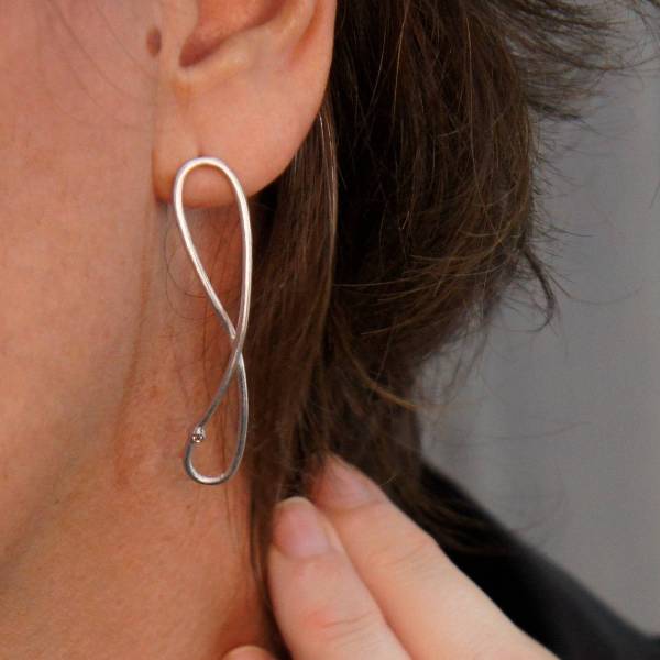Pendientes plata con diamante grandes INFINITY