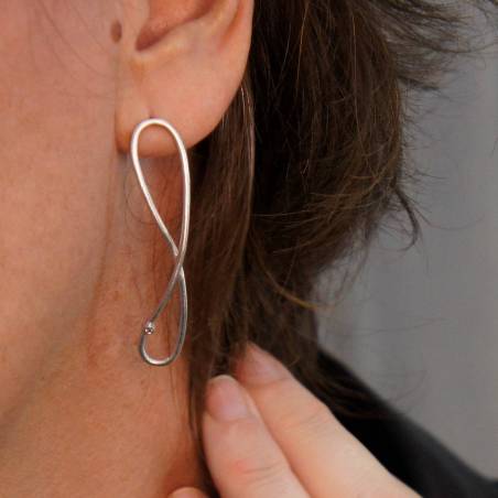 Pendientes plata con diamante grandes INFINITY