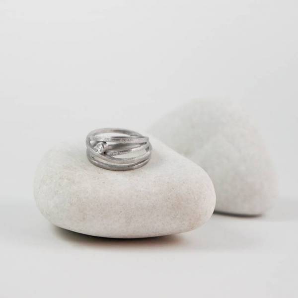 Anell plata rodi i diamant 4 aros ATW