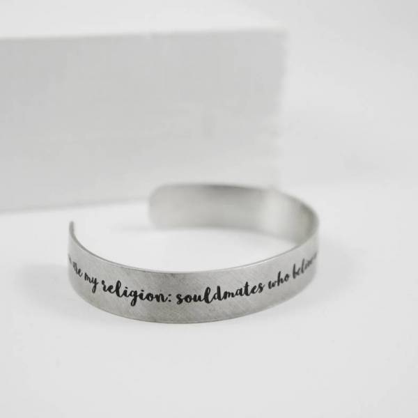 Personalized narrow silver bangle