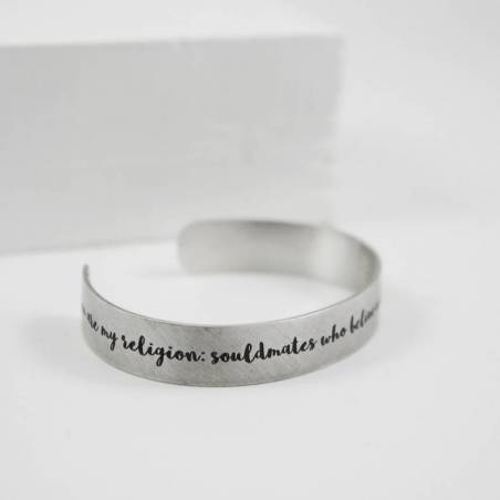 Personalized narrow silver bangle