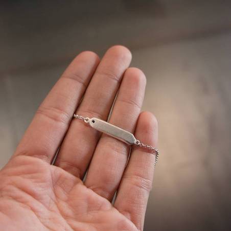 Rhodium silver bracelet with black diamond