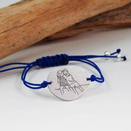 Brazalete plata personalizado dibujo-foto grande