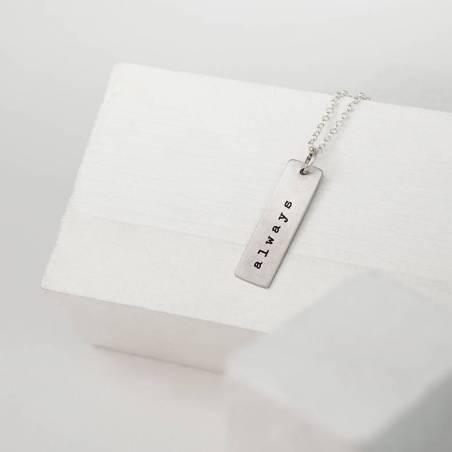 Personalized rectangular silver pendant