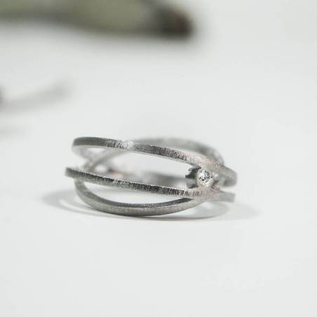 Rhodium ring with diamond ATW