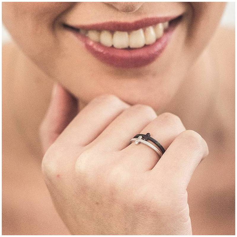 Anell plata rodiada amb 2 diamants, MIRROR