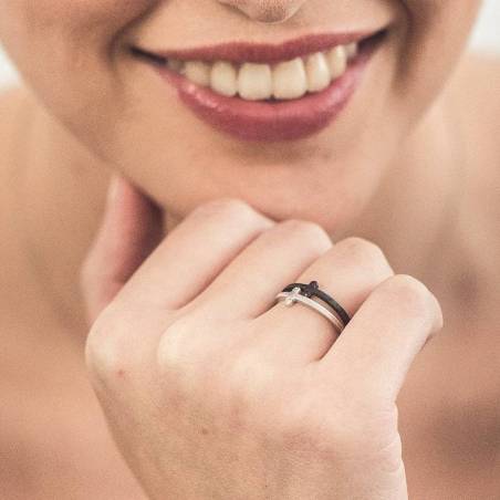 Anell plata rodiada amb 2 diamants, MIRROR