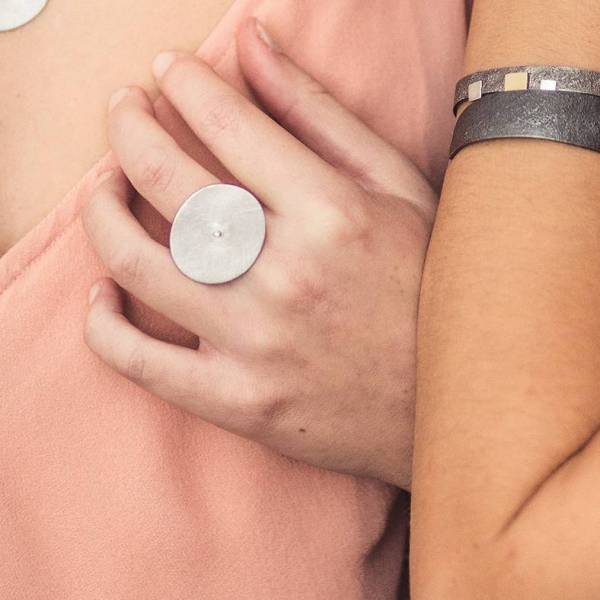 Anell plata i diamant MOON, gran