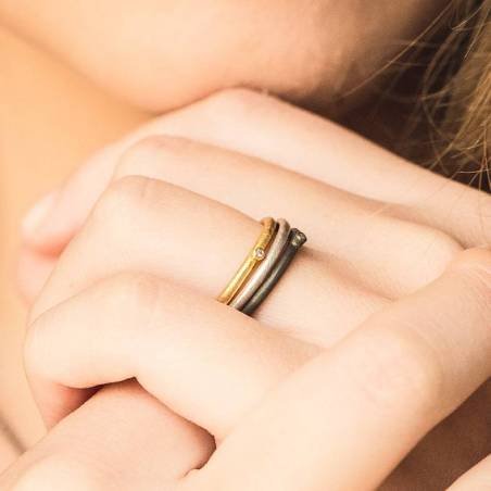 Anell plata xapada amb diamant