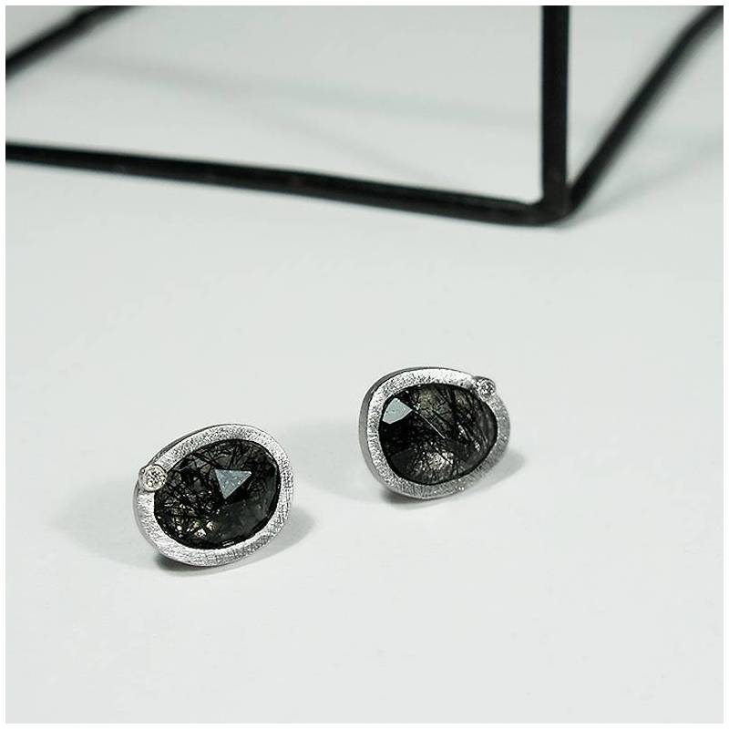 Arracades quars turmalinat amb diamants