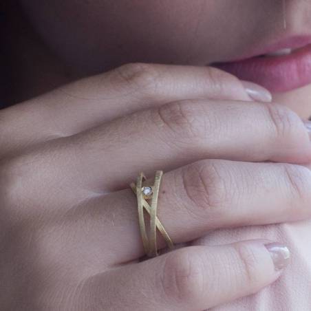 Anillo oro amarillo y diamante 3 vueltas ATW