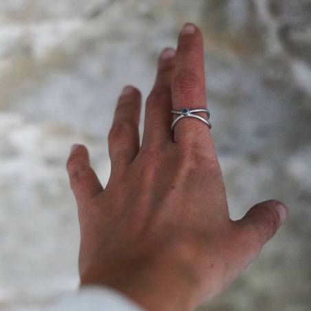 Anillo doble plata y topacio ICE