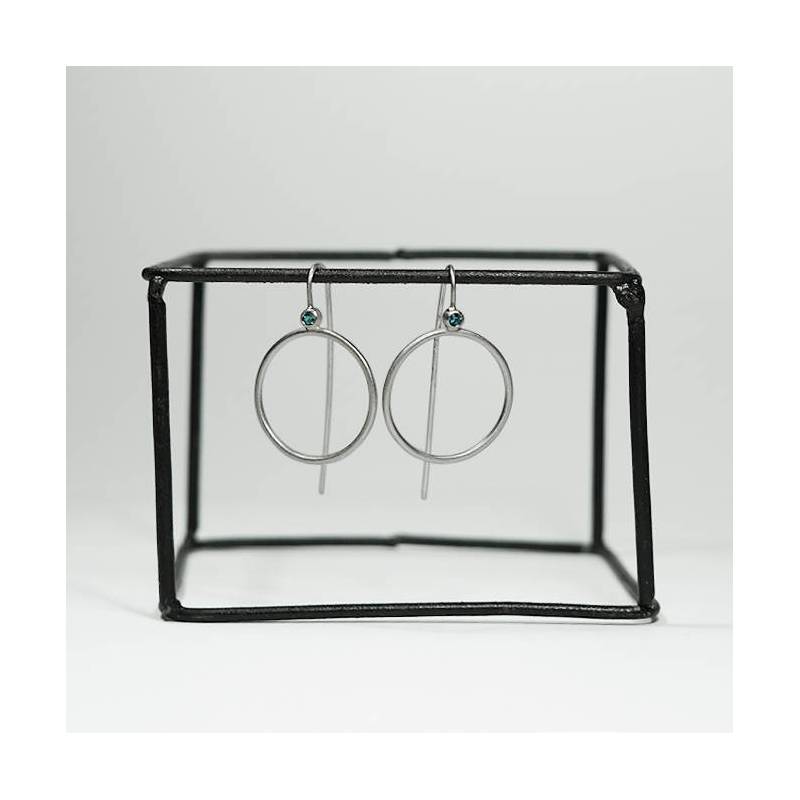 Pendientes  grandes de plata y topacio, ICE