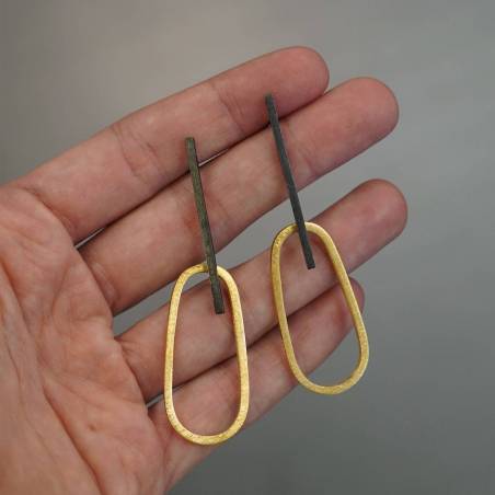 gold plated big silver earrings