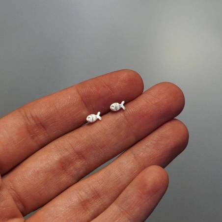 Mini fish silver earrings