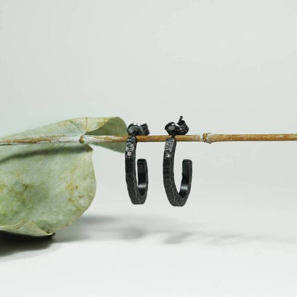 Silver and diamond hoop earrings
