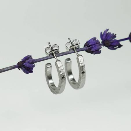Aros de plata rodio y diamante negro