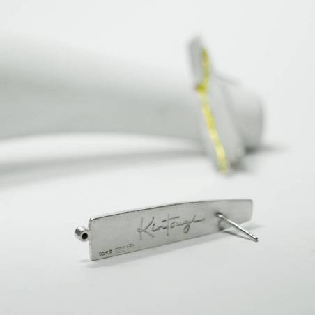 Large sterling silver and gold leaf earrings KINTSUGI