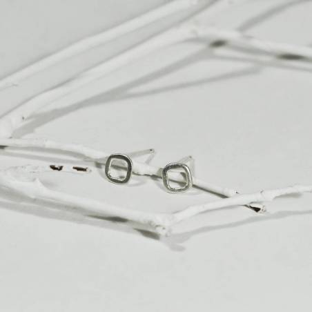 Earrings square silver white or black