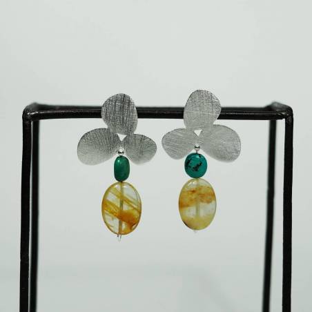 Pendientes de plata con turquesa y ópalo