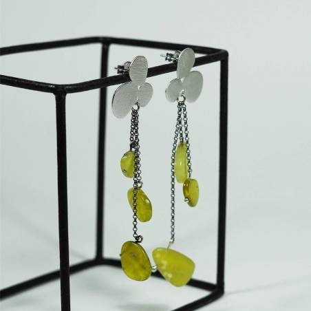 Pendientes plata con serpentinas amarillas