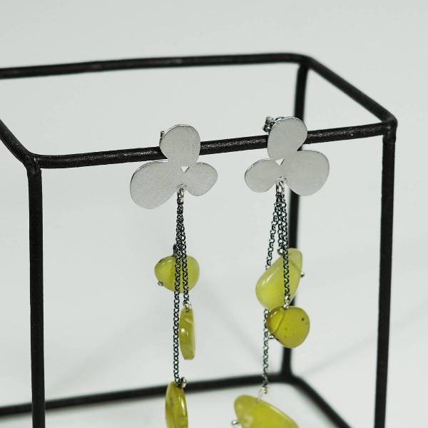 Pendientes plata con serpentinas amarillas