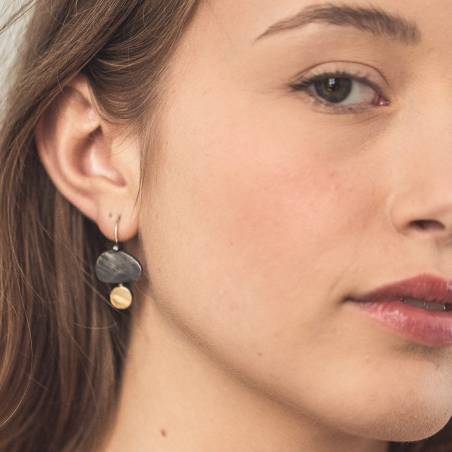 Silver, gold and diamond long earrings ORIGENS