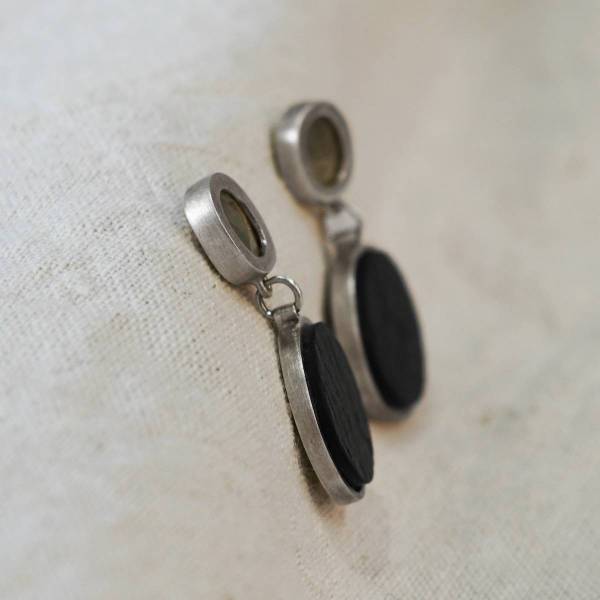 Pendientes plata con ágata y pizarra PIEZA ÚNICA