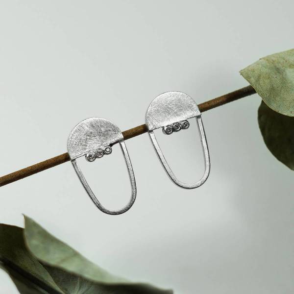 Pendientes plata y diamantes OAXACA