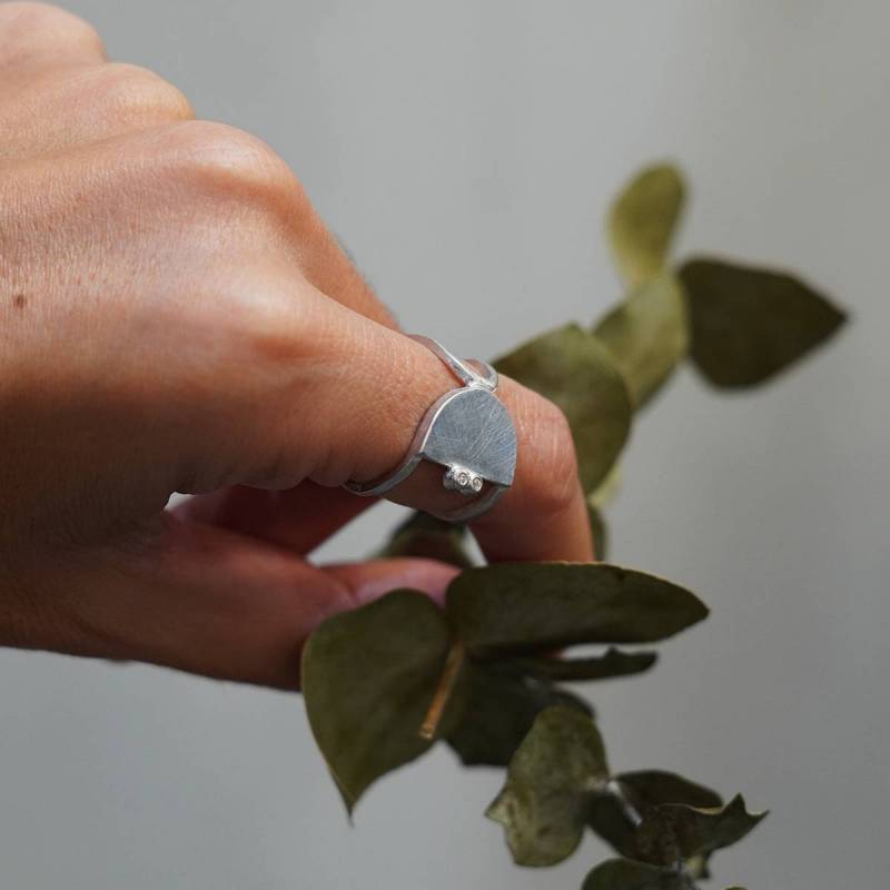 Anell de plata de llei i diamants OAXACA