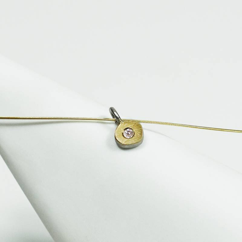 Colgante plata, oro y diamante mini ISLAND