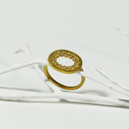 Anell rosetó or groc i diamants
