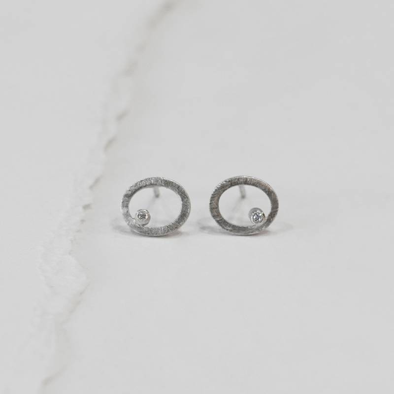 Small silver earrings with diamond ROSE