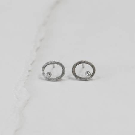 Small silver earrings with diamond ROSE