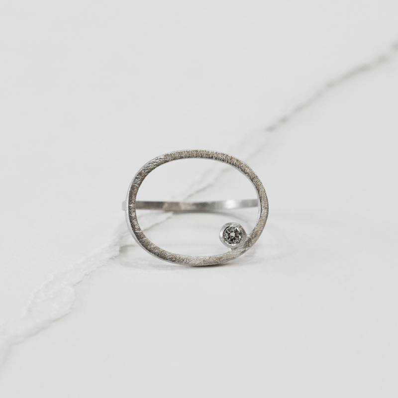 Anillo plata rodio y diamante natural ROSE