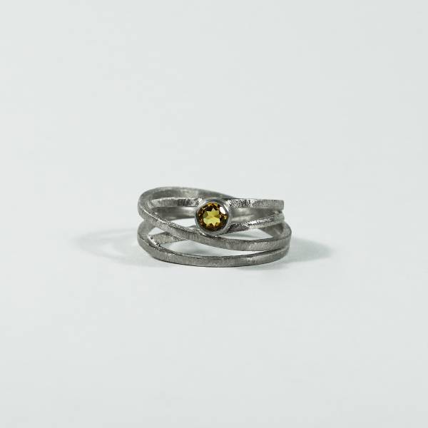 Rhodium silver ring ATW with colour stones