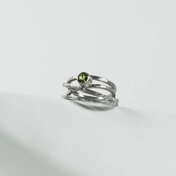 Rhodium silver ring ATW with colour stones