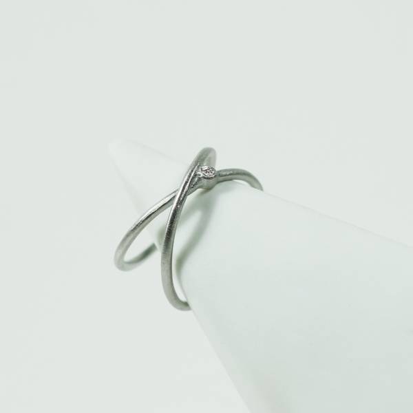 Rhodium silver and genuine diamond ring INFINITY