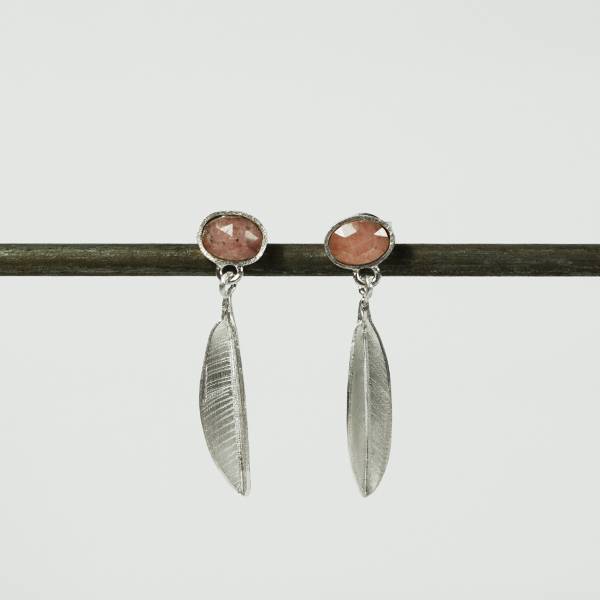 Pendientes plata largo con zafiro BOTANICAL