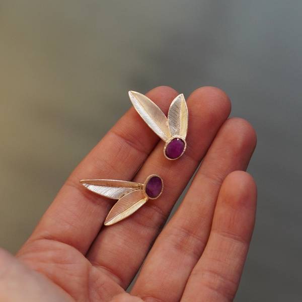 Pendientes plata y zafiro BOTANICAL