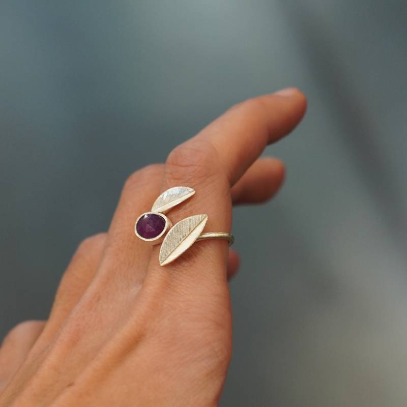 Anell plata i safir BOTANICAL