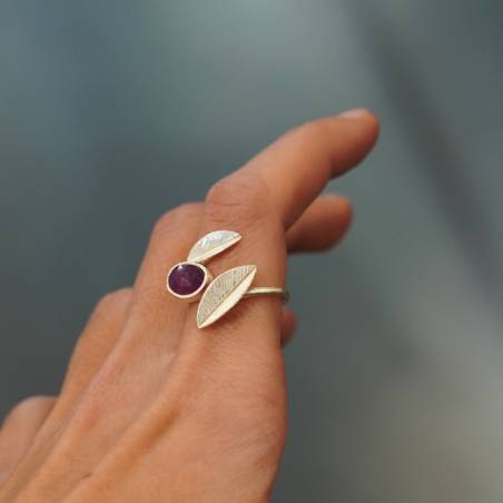 Anillo plata y zafiro BOTANICAL