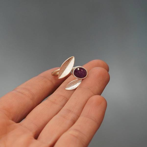 Anillo plata y zafiro BOTANICAL